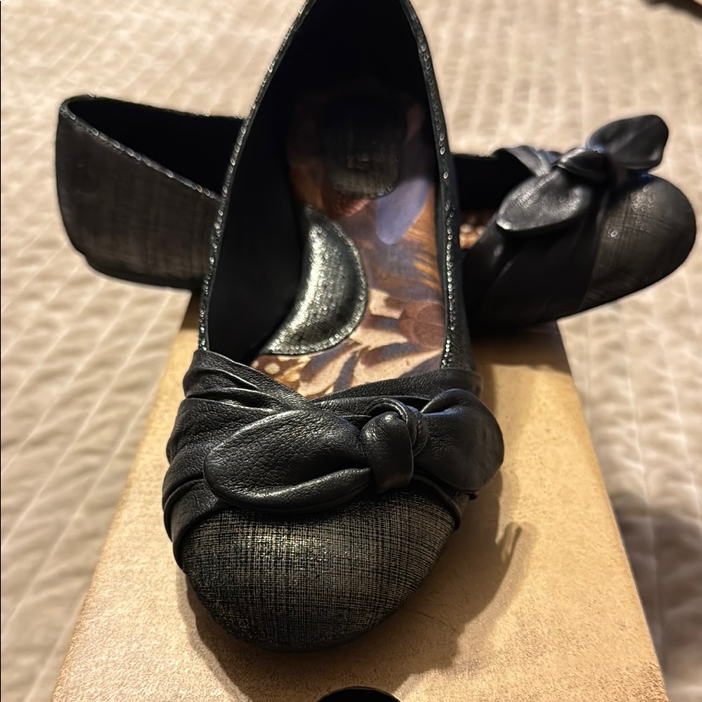 Born Black Loafers with Elegant Bow Detail
